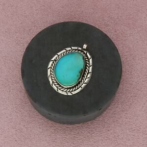 navajo sterling silver vintage braided turquoise pendant